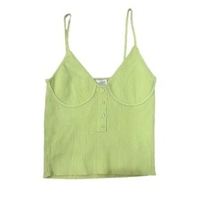 Green zara button tank top
